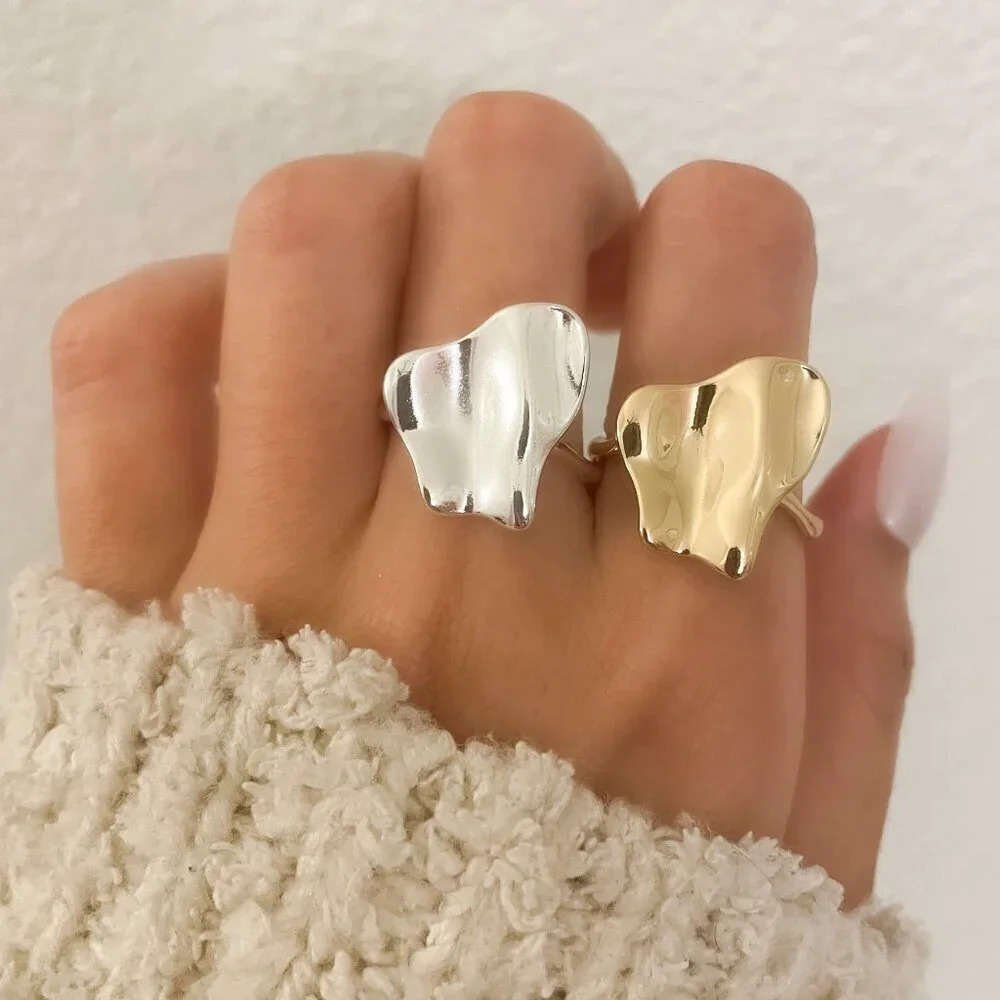 925 Sterling Silver Foil Ring Abstract Ring Modern Ring Resizable Ring Band